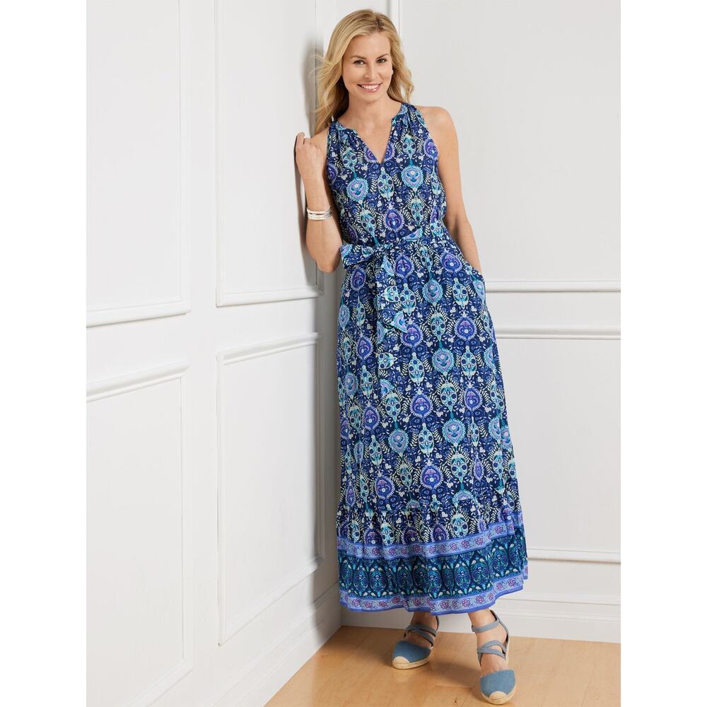 Talbots Blue Printed Maxi Dress